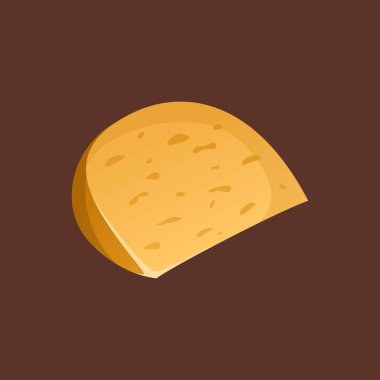 Büyük bir parça soylu peynirin arka planında küçük delikler var. Vektör çizimi. Gerçekçi bir tarzda yarı sert peynir. Afişler ve afişler için ideal, kafe ve dükkanlar menüsü