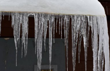 Large icicles on a roof