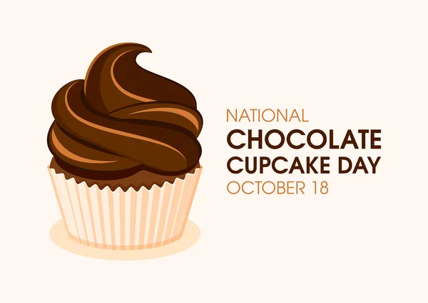 National Chocolate Cupcake Day Vector Creamy Brown Chocolate Cupcake Icon — Stock Vector