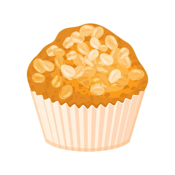 健康燕麦片松饼图标病媒 美味燕麦片松饼图标向量分离的白色背景 健康的全麦糕点画 — 图库矢量图片