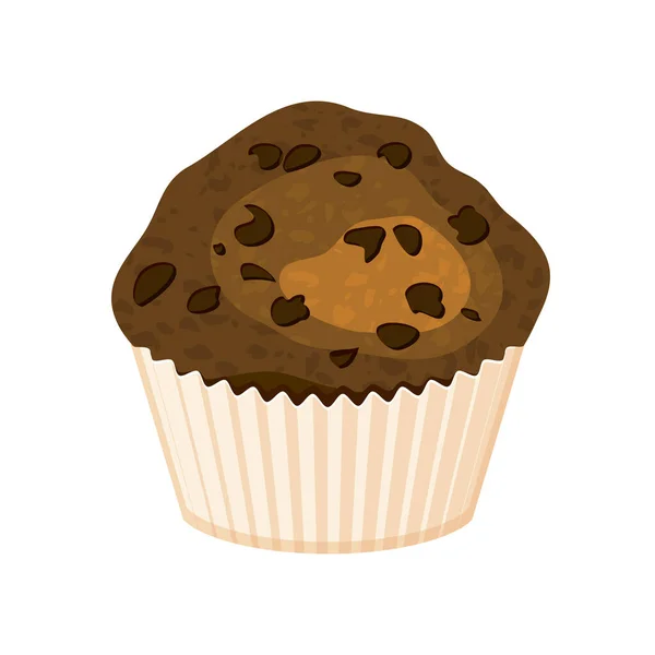 一个美味的巧克力松饼图标向量 带有巧克力图标向量的新鲜巧克力松饼 在白色背景上分离 — 图库矢量图片