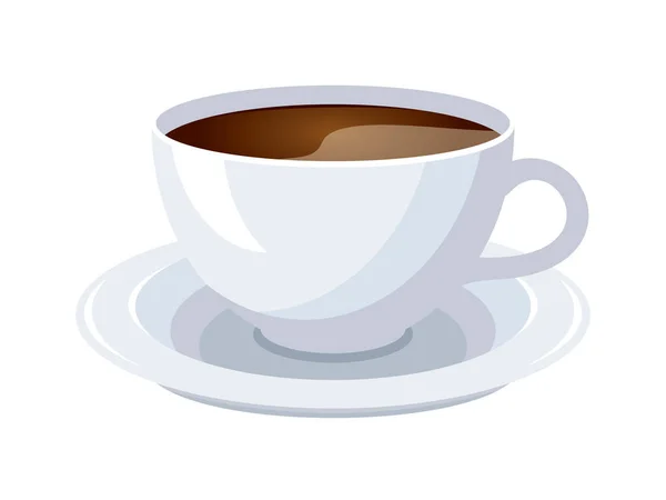 Черный Кофе Белой Чашке Вектором Значка Блюдца Черный Кофе Напиток — стоковый вектор