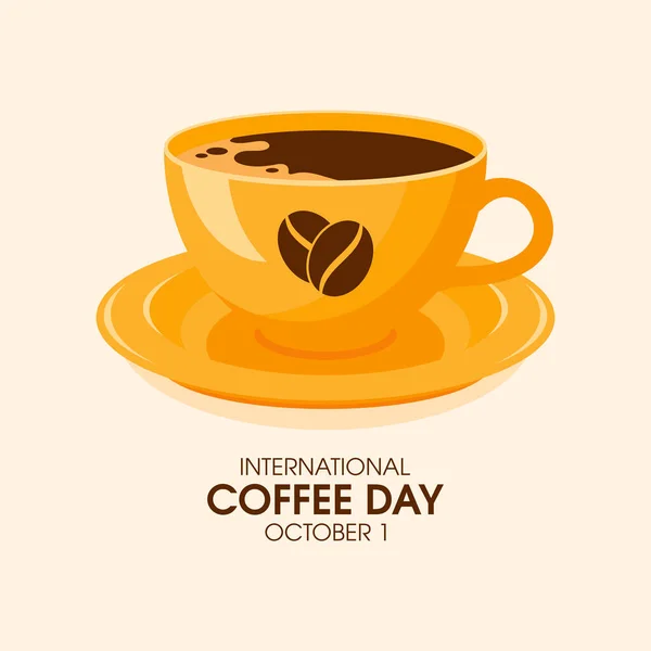 Ekim Uluslararası Kahve Günü Sade Kahve Çay Tabağı Ikon Vektörü — Stok Vektör