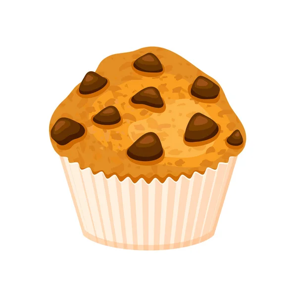 Chocoladechip Muffin Icoon Vector Een Heerlijke Chocolade Muffin Gebak Icoon — Stockvector