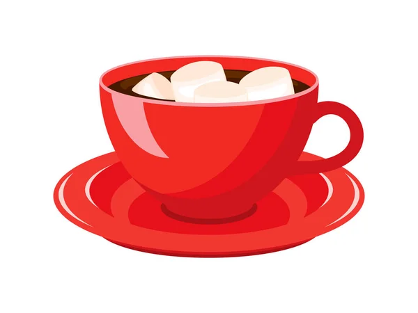 Hot Cocoa Drink Marshmallows Icon Vector Mug Hot Chocolate Vector — Stock Vector