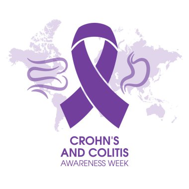 Crohn's and Colitis Awareness Week vector. Crohn's Disease and Ulcerative Colitis vector. Purple awareness ribbon icon isolated on a white background. Important day clipart