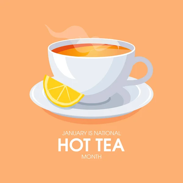 Ocak Ulusal Sıcak Çay Ayı Vektörüdür Limon Ikonu Vektörlü Beyaz — Stok Vektör
