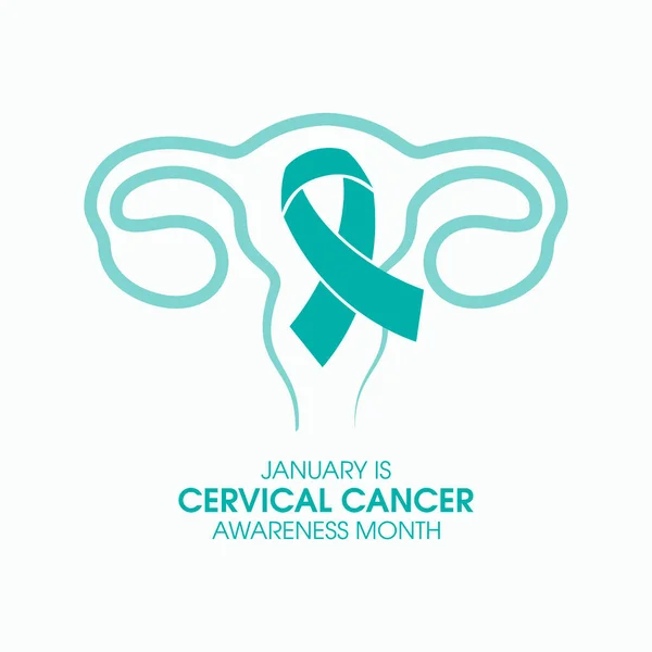 stock vector January is Cervical Cancer Awareness Month vector. Cervical cancer teal awareness ribbon and human uterus vector. Female reproductive health icon. Important day