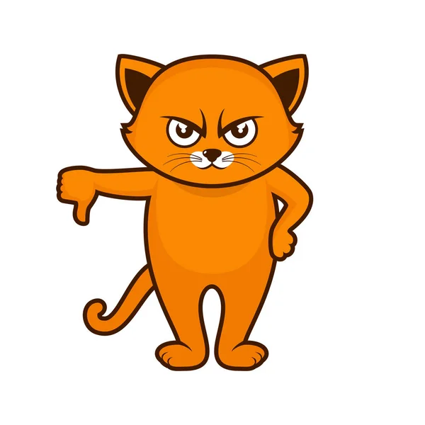 Katt Med Tummen Ner Ikonen Vektor Rolig Grinig Röd Katt — Stock vektor