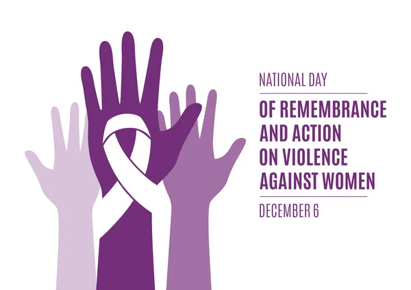 Día Nacional Memoria Acción Sobre Violencia Contra Mujer Vector Manos — Vector de stock