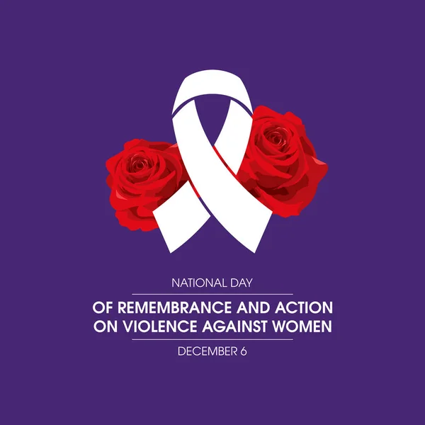 Dia Nacional Lembrança Ação Contra Violência Contra Mulher Vetor Fita —  Vetores de Stock