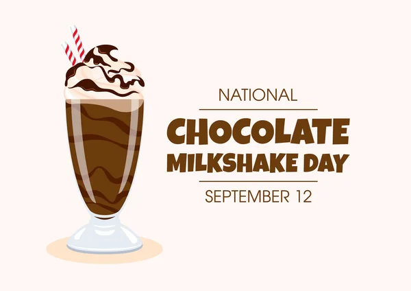 National Chocolate Milkshake Day Vector Chocolate Milkshake Whipped Cream Chocolate — Stock Vector
