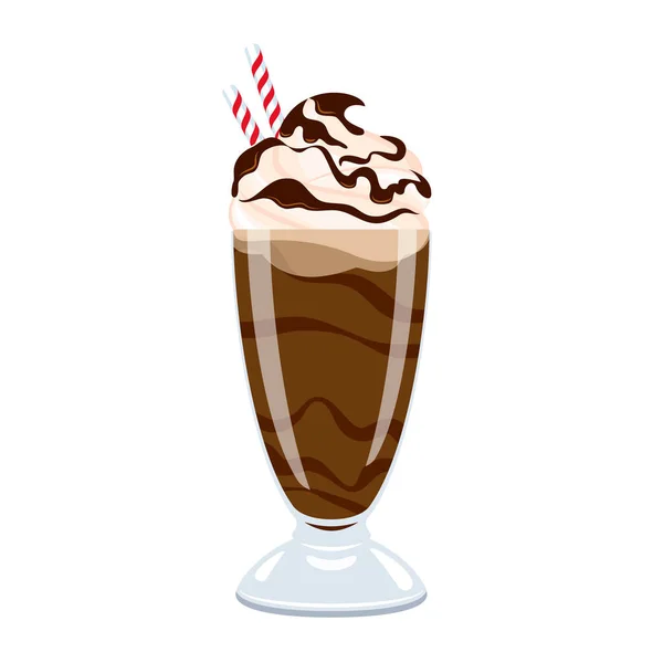 Schokoladen Milchshake Mit Schlagsahne Symbol Vektor Schokoladen Milchshake Mit Schlagsahne — Stockvektor