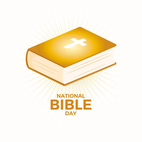 Día Nacional Biblia Vector Libro Biblia Resplandeciente Dorada Con Rayos — Archivo Imágenes Vectoriales