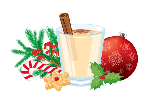Bebida Gemada Decorações Natal Ainda Vetor Vida Copo Gemada Com —  Vetores de Stock