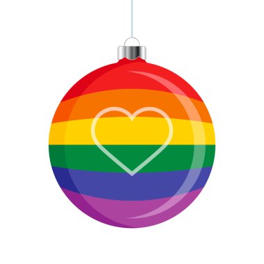 LGBTQ gökkuşağı noel topu ikon vektörü. LGBTQ gökkuşağı gökkuşağı gökkuşağı değerli simgesi beyaz bir arkaplanda izole edildi. LGBT grafik tasarım ögesi