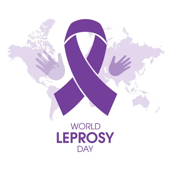 Día Mundial Lepra Vector Cinta Conciencia Púrpura Mano Humana Icono — Archivo Imágenes Vectoriales
