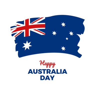 Happy Australia Day poster with australian grunge flag vector. Abstract flag of Australia icon vector isolated on a white background. Paint brush Australian flag graphic design element. January 26. Important day