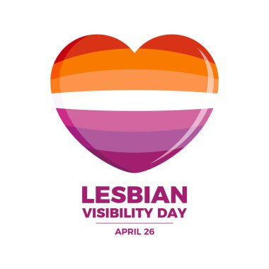 Lesbian Visibility Day vector. Lesbian pride flag in heart shape icon vector isolated on a white background. Gay Pride symbol graphic design element. April 26 every year. Important day