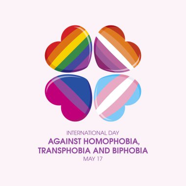 International Day Against Homophobia, Transphobia and Biphobia vector. Different LGBT pride flag in heart shape icon set vector. Gay Pride love symbol. May 17. Important day