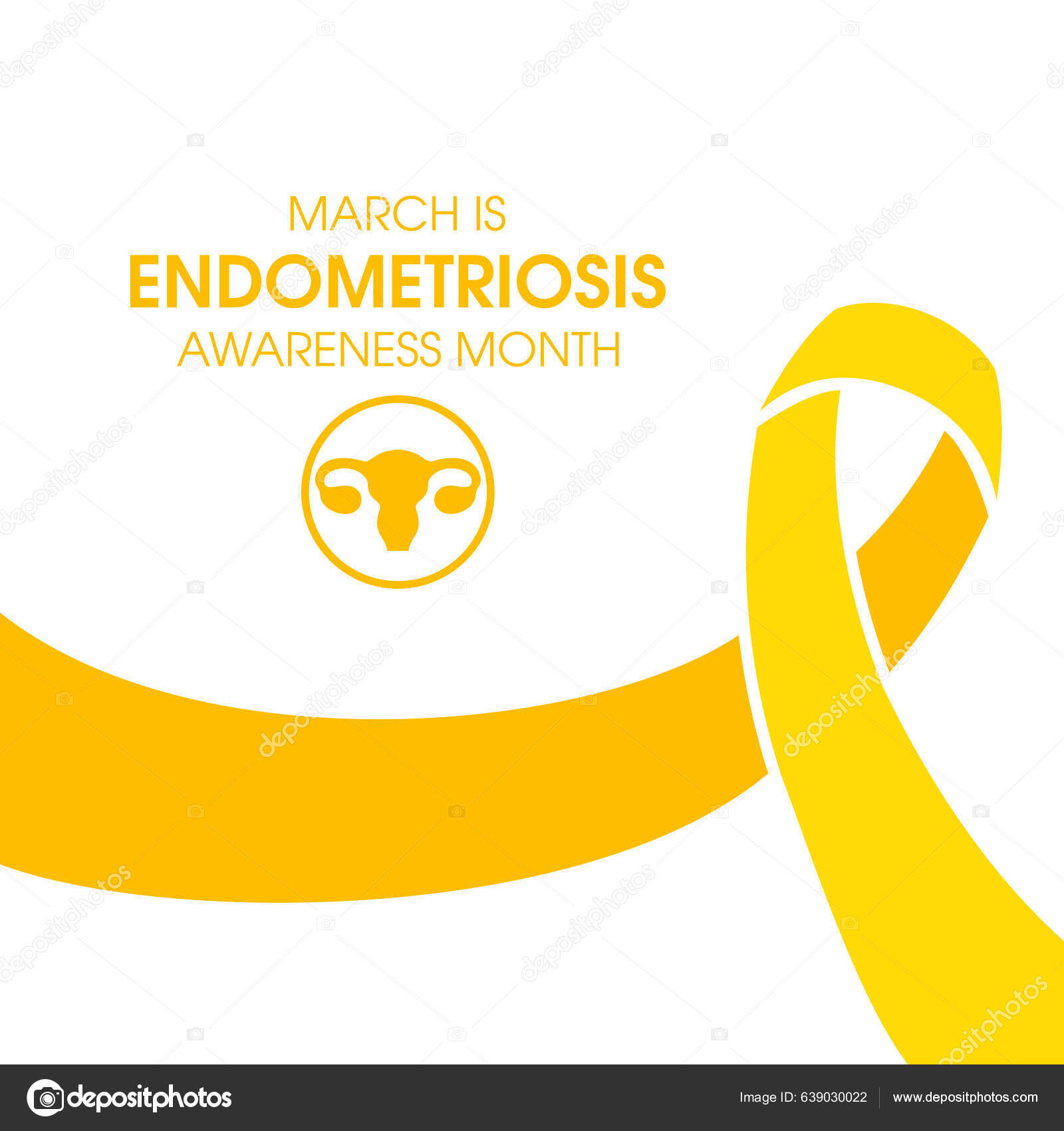 Március Endometriosis Tudatosság Hónap Vektor Emberi Méh Sárga Tudatosság  Szalag Stock Vektor: ©Betka82 639030022