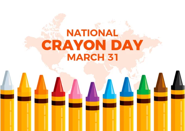 National Crayon Day Vector Illustration Set Colored Crayons Row Icon — Vector de stock