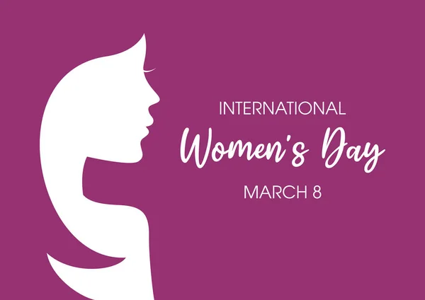 Dia Internacional Mulher Março Cartão Saudação Com Rosto Mulher Vetor — Vetor de Stock