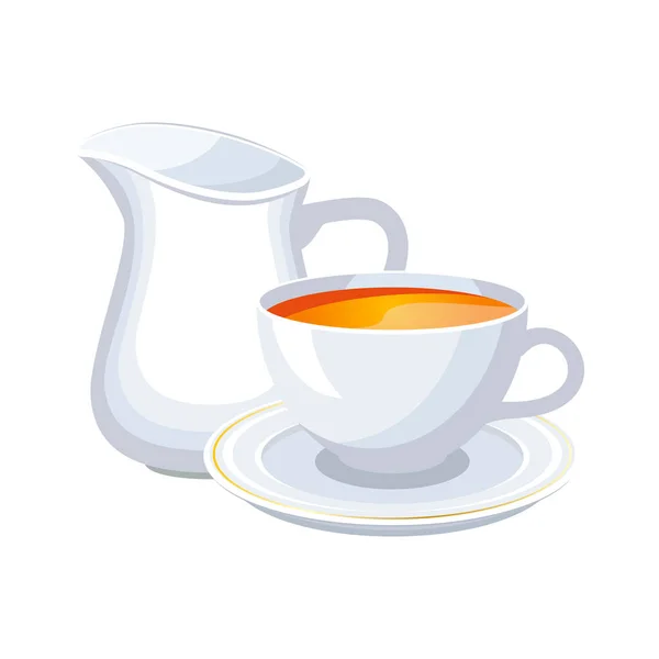 Süt Sürahi Ikon Vektörlü Beyaz Çay Beyaz Arka Planda Izole — Stok Vektör
