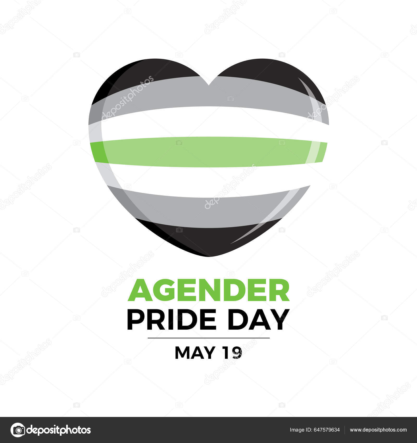 Agender Pride Day Vector Illustration 在白色背景上孤立的心形图标向量中的性别骄傲标志每年5月19日重要的一天图库矢量图©Betka82  647579634, image size:1600x1700