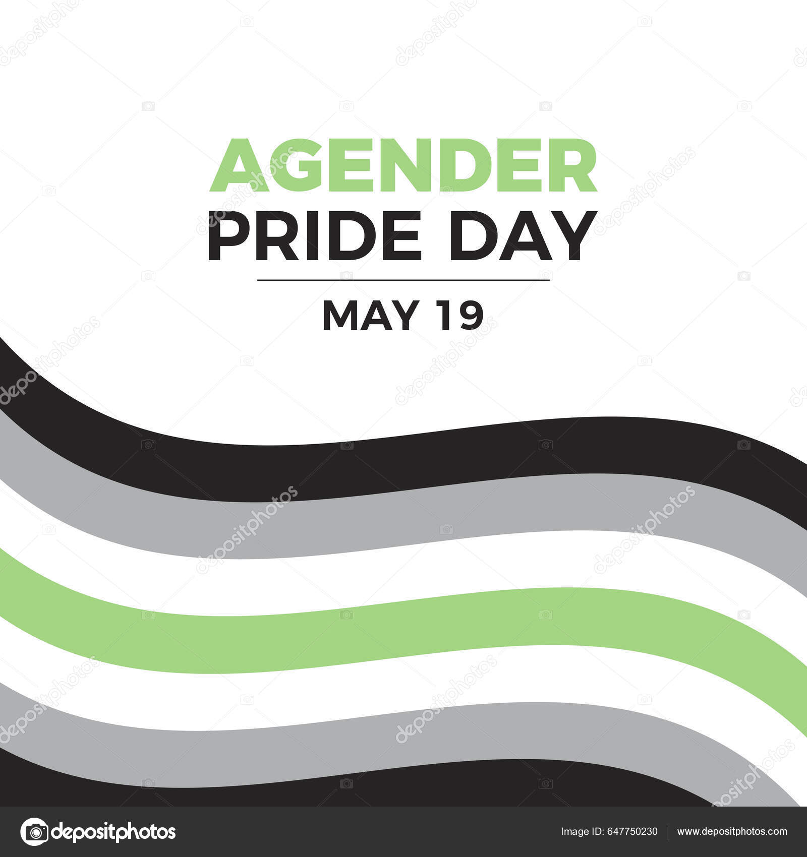 Agender Pride Day Vector Illustration Agender Waving Pride Flag Icon