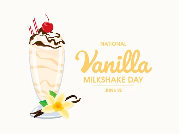 Ilustracja Wektora National Vanilla Milkshake Day Waniliowy Koktajl Mleczny Bitą — Wektor stockowy