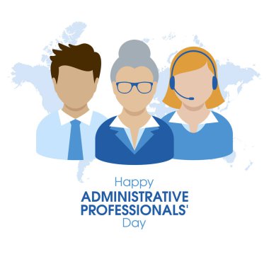 Happy Administrative Professionals' Day vector illustration. Administrative workers men and women head face vector. Office business people avatar icon set. Important day clipart