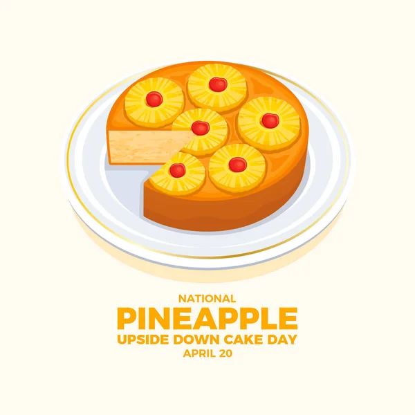 National Pineapple Upside Cake Day Политий Ананасовий Торт Векторі Ікони — стоковий вектор