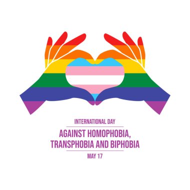 Uluslararası Homofobi, Transfobi ve Bifobi vektör illüstrasyonuna Karşı Gün. El kalp sevgisi jest gurur sembolü vektörü beyaz arka planda izole edilmiş. LGBTQIA tasarım ögesi. Önemli bir gün.