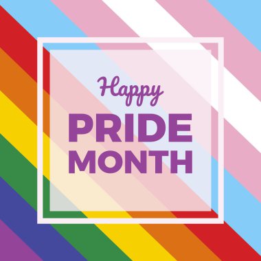 Mutlu Gurur Ayı çerçeve vektörü. Transseksüel ve LGBT sınır meydanı. LGBTQ grafik tasarım ögesi. Önemli bir gün.