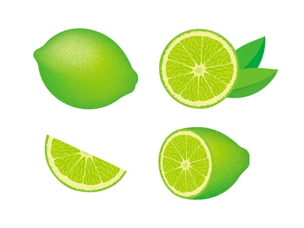 Čerstvé Šťavnaté Citrusové Plody Ikona Nastavit Vektor Izolované Bílém Pozadí — Stockový vektor