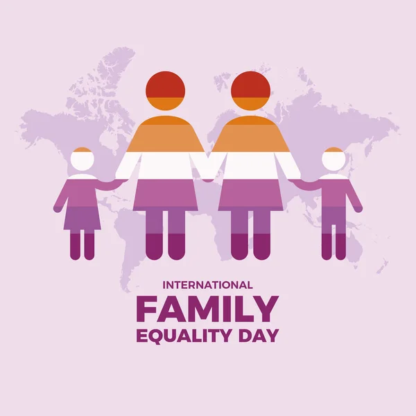 国際家族平等の日のベクトル図 アブストラクトレズビアン家族保持手ベクトル 2人の母親と子供のデザイン要素 Lgbt虹の人々のグループ抽象的なアイコンベクトル 重要な日 — ストックベクタ