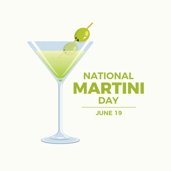 Ilustracja Wektora Narodowego Dnia Martini Martini Drink Zieloną Ikoną Oliwkową — Wektor stockowy