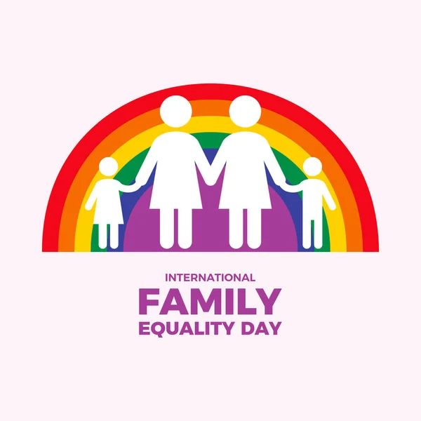 国際家族平等の日のベクトル図 要旨Lgbtファミリーは手ベクトルを保持する 2人の母親と子供のデザイン要素 重要な日 — ストックベクタ