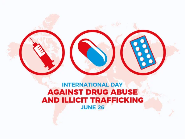 Διεθνής Ημέρα Κατά Της Κατάχρησης Ναρκωτικών Και Της Παράνομης Παράνομης — Διανυσματικό Αρχείο