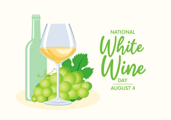 Ilustracja Wektora National White Wine Day Szklanka Białego Wina Butelka — Wektor stockowy
