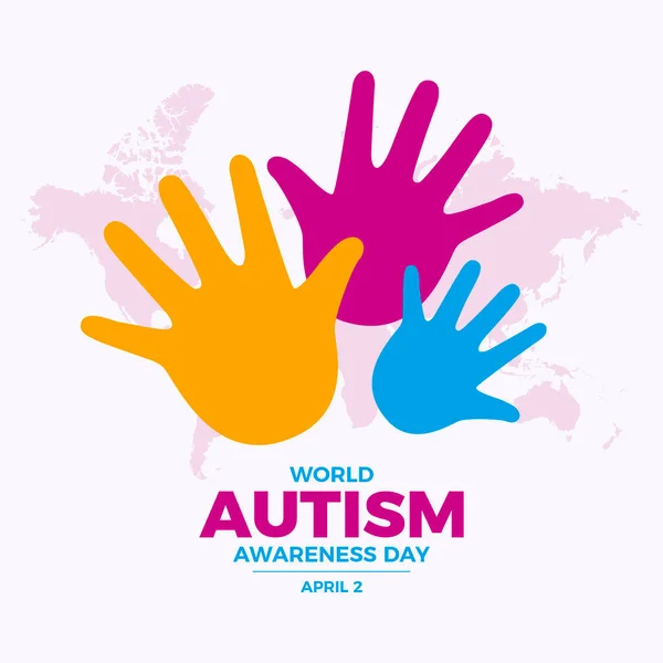 stock vector World Autism Awareness Day vector illustration. Colorful child hand palm silhouette icon vector. Multi colored children handprints symbol. April 2 each year. Important day