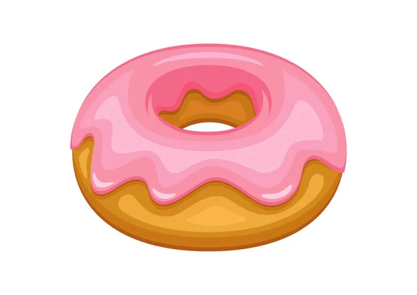 Ντόνατ Ροζ Διάνυσμα Εικονίδιο Παγώματος Ροζ Στρογγυλό Διάνυσμα Εικονίδιο Ντόνατ — Διανυσματικό Αρχείο