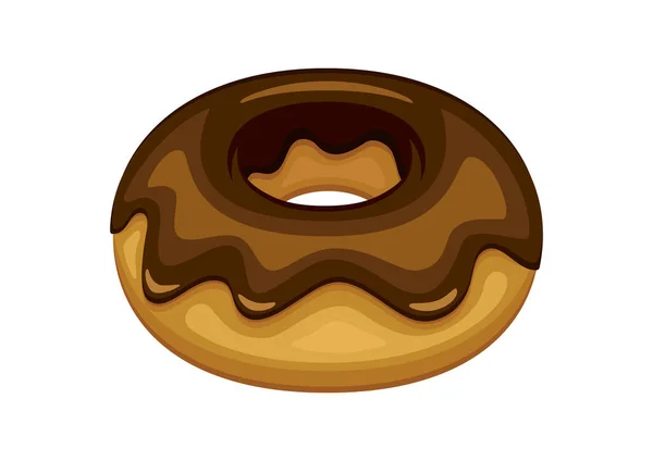 Donut Con Chocolate Icono Glaseado Vector Chocolate Redondo Donut Icono — Archivo Imágenes Vectoriales