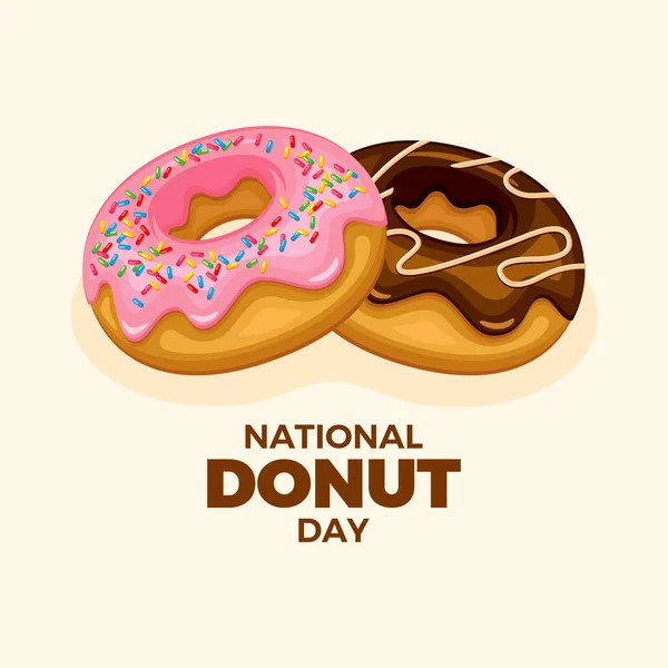 Εθνική Ημέρα Ντόνατ Διανυσματική Απεικόνιση Ντόνατ Ροζ Και Σοκολάτα Παγωμένος — Διανυσματικό Αρχείο