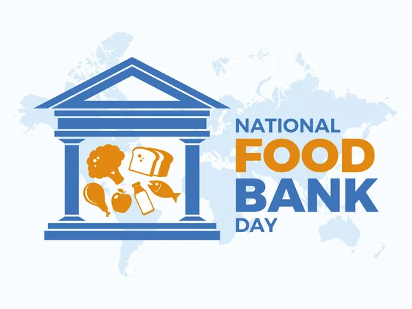 Illustration Zum Nationalen Tag Der Ernährungsbank Öffentliche Gebäude Und Gespendete — Stockvektor