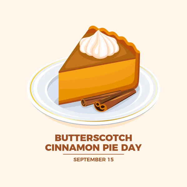 Меттерскотч Cinnamon Pie Day Celebration Шматок Торта Збитими Вершками Векторі — стоковий вектор