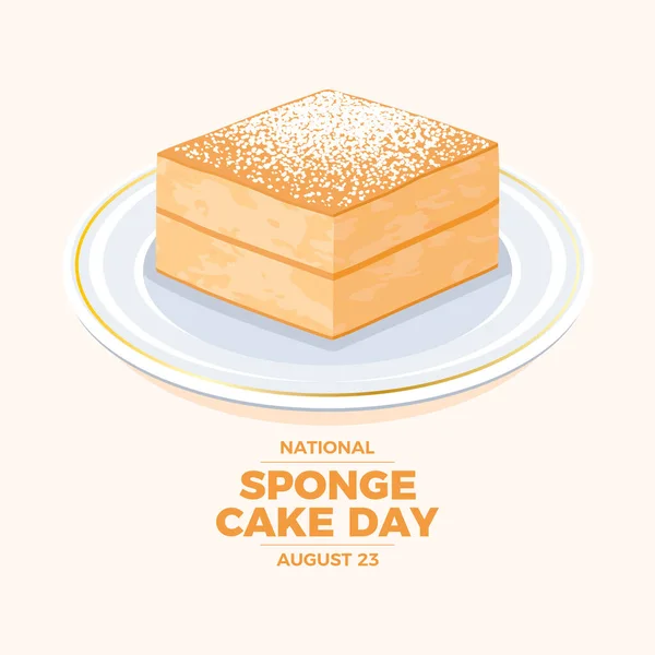 Національний День Губки Торта Векторні Ілюстрації Шматок Пухнастого Блочного Торта — стоковий вектор
