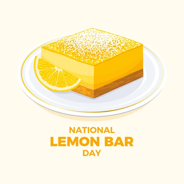 National Lemon Bar Day Шматок Свіжого Лимонного Торта Векторі Ікони — стоковий вектор