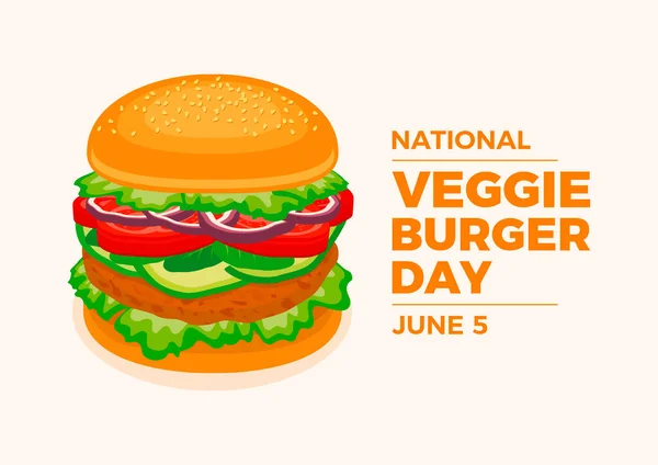 Εθνική Veggie Burger Ημέρα Διανυσματική Απεικόνιση Διάνυσμα Burger Φυτικής Προέλευσης — Διανυσματικό Αρχείο